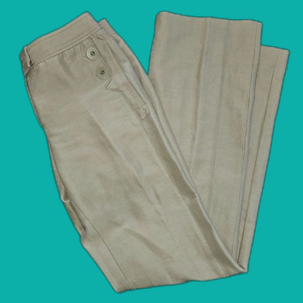 Antonio Berardi Beige Tailored Sailor Accent Pants Made in Italy Size IT 40 US 4